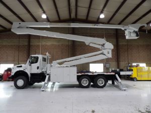 2010 FREIGHTLINER M2 112 6X6, UTILITY BED, 98' WORK HEIGHT ALTEC A77T-E93 MATERIAL HANDLER ELEVATOR MODEL BOOM